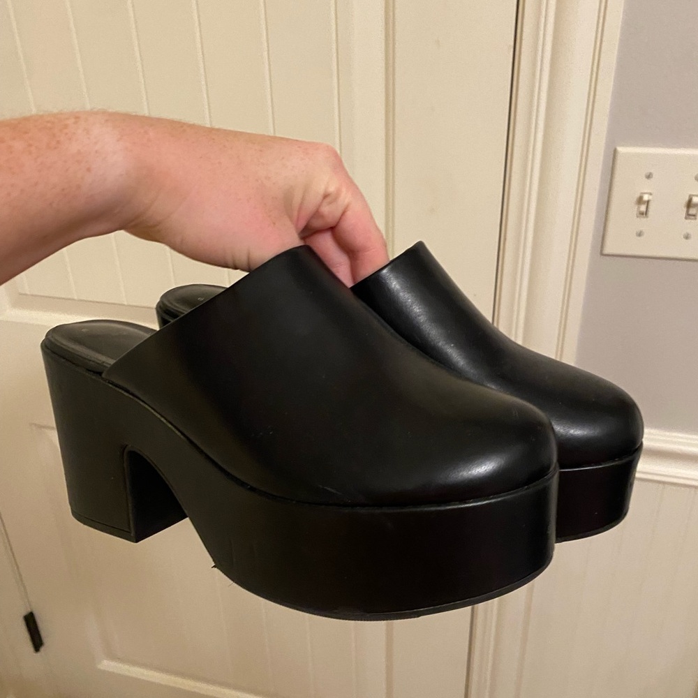 Black Platform Mules